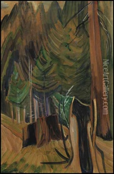 Forest Interior Oil Painting - Emily Carr
