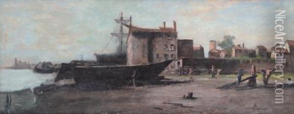Squero Veneziano Oil Painting - Giovanni Lavezzari