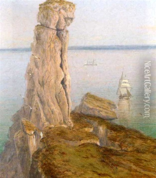 The Bumble Rock, Cornwall (+ Mullion Gull Rock, Cornwall; Pair) Oil Painting - Isaac Walter Jenner