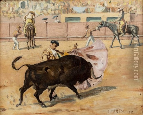 Scene De Tauromachie, 1921 Oil Painting - Marcel Francois Leprin
