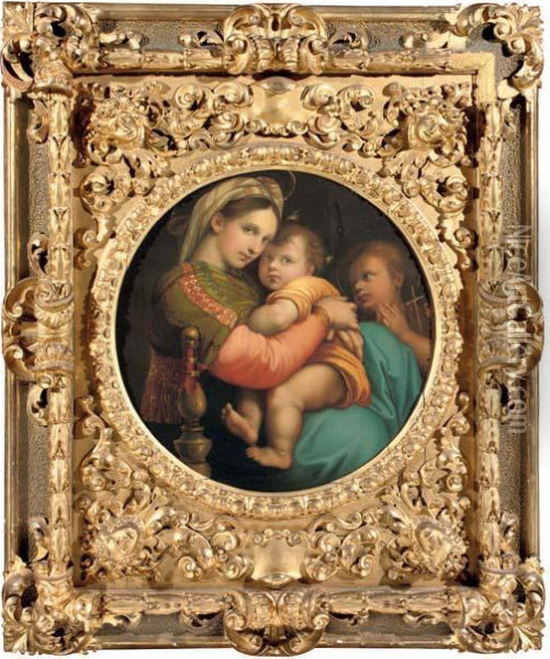 Madonna Della Seggiola (sedia) Oil Painting - Raphael (Raffaello Sanzio of Urbino)