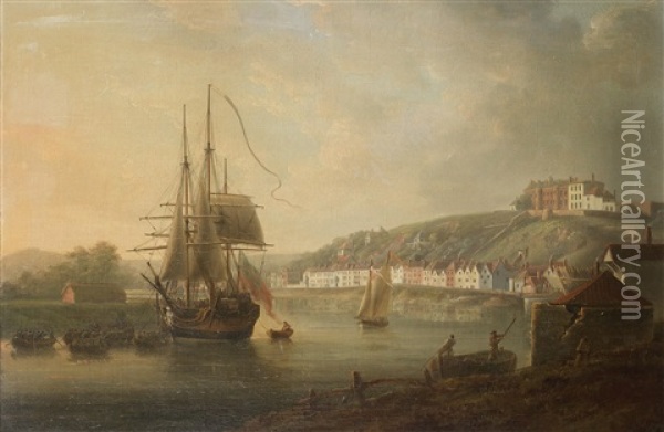 The Avon At Bristol With Clifton Wood Seen From Sea Banks Oil Painting - Nicholas Pocock
