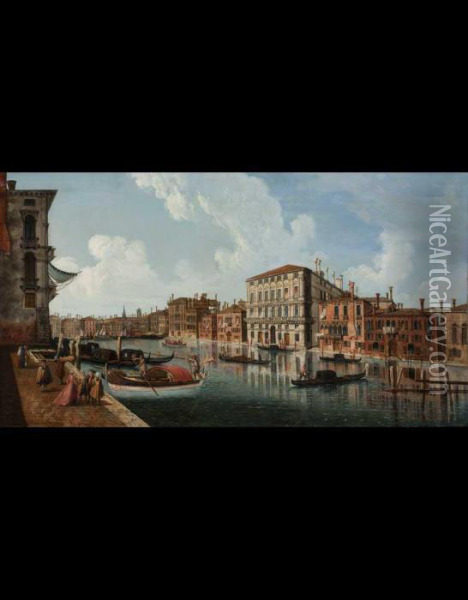 Il Canal Grande A Palazzo Corner Della Regina Oil Painting - Michele Marieschi