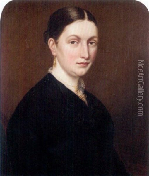 Portrait Of A Lady (hannah Jones Of Llangefni?) Oil Painting - William Roos