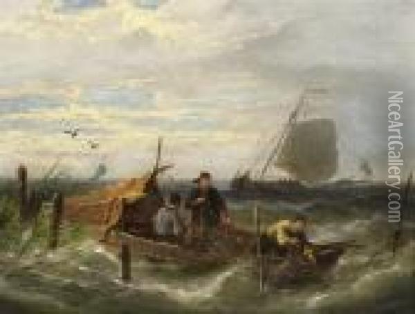 On The Scheldt Oil Painting - Pieter Cornelis Dommershuijzen