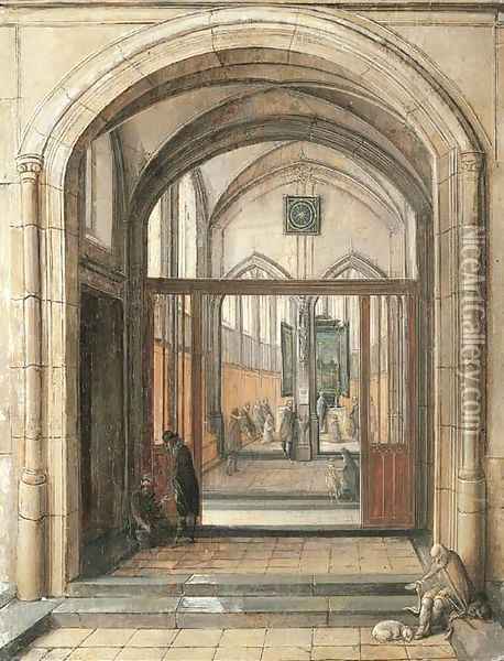 The entrance to a church Oil Painting - Hendrick Van Steenwijck II