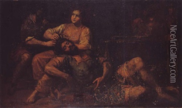 Samson Et Dalila Oil Painting - Domenico Fiasella