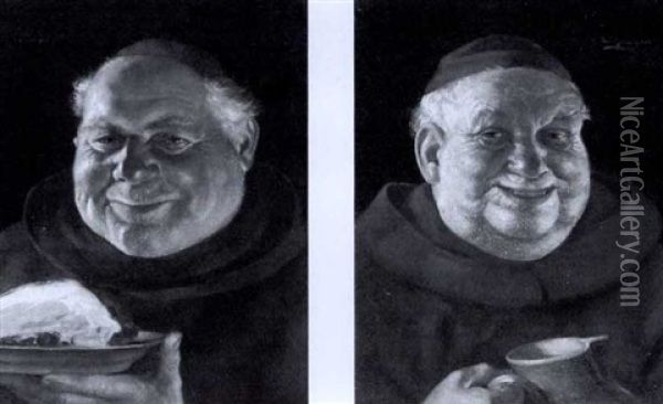 Franciscan Monk (+ Another; 2 Works) Oil Painting - Erwin Eichinger