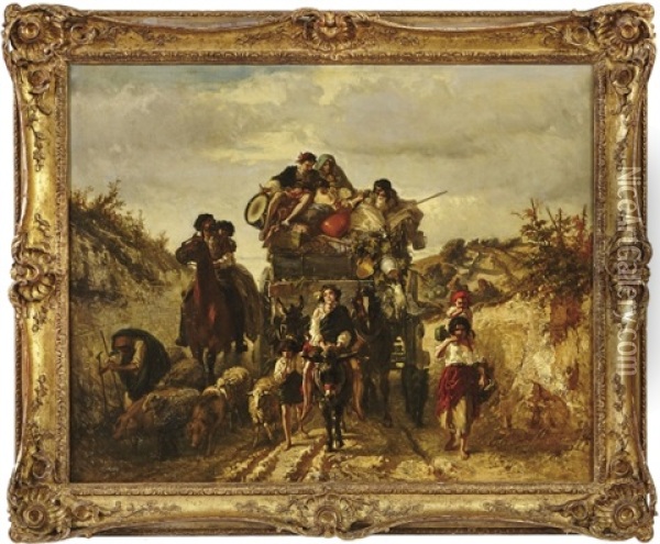 Landfahrer Oil Painting - Charles Edouard de Beaumont