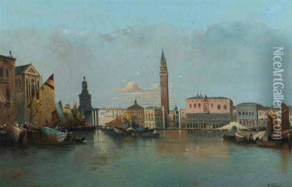 The Doge's Palace, Venice Oil Painting - Anton Hubner