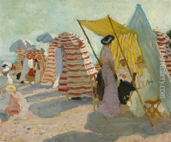 Morning On The Beach Oil Painting - Emanuel Phillips Fox