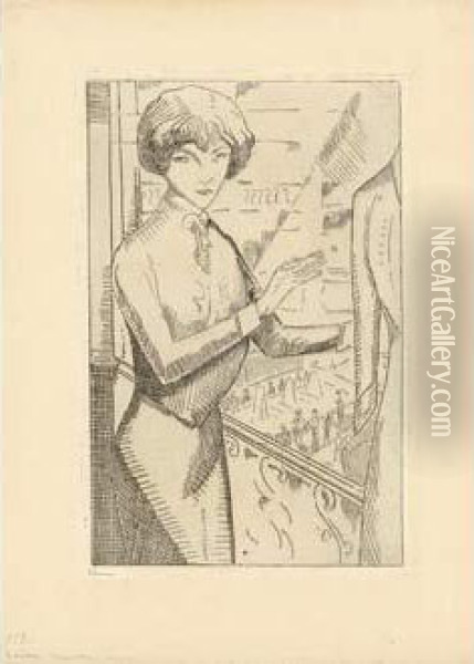 La Vendeuse / The Salesgirl. 1913 Oil Painting - Jean Emile Laboureur