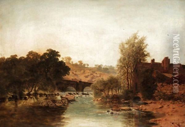 Ludford Bridge Oil Painting - Edmund John Niemann, Snr.