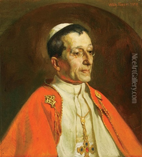 Portrait Of Pope Benedict Xv Oil Painting - Georg Wilhelm Fasel