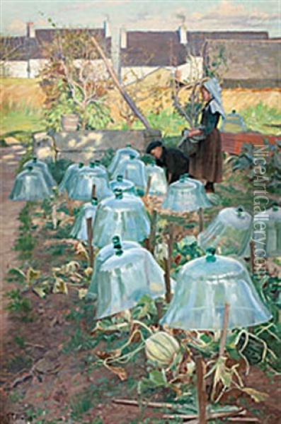 Pumpaodling I Bretagne Oil Painting - Gustaf Theodor Wallen