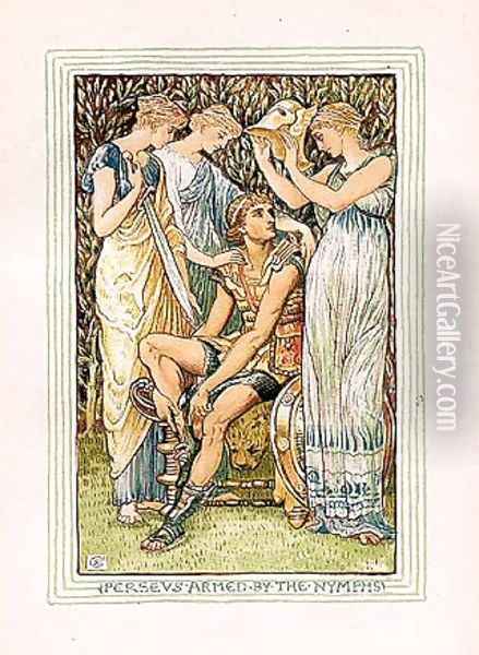Perseus armed by the nymphs Oil Painting - Walter Crane