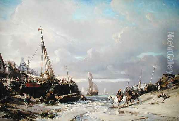 Port en Bretagne Oil Painting - Eugene Isabey