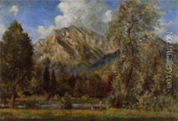 Sommerliche Waldlandschaft Mit Kleinem See Oil Painting - Herman Van Der Haar