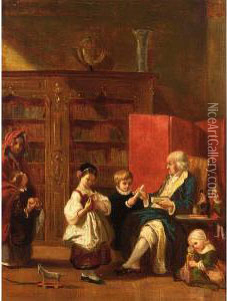 A Happy Family Oil Painting - Johannes Huybertus Van Hove