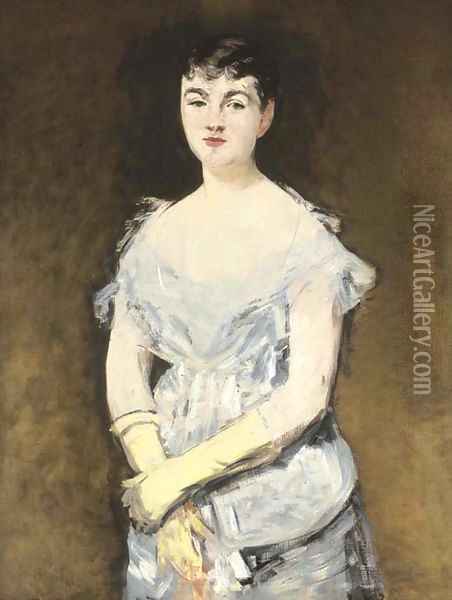 Portrait de Mademoiselle Isabelle Lemonnier (Jeune femme en robe du bal) Oil Painting - Edouard Manet