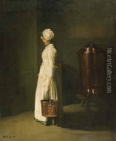 Dienstmagd, Die Wasser Schopft Oil Painting - Joseph Bail