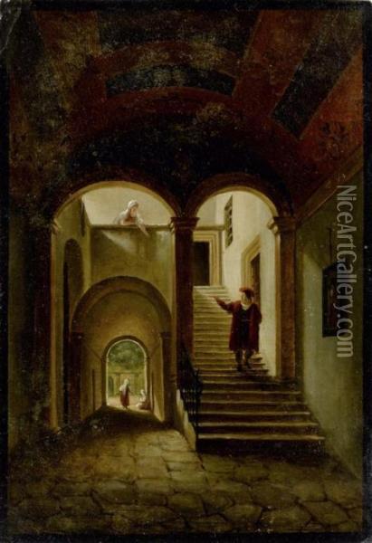 Szene In Einem Treppenhaus Oil Painting - Franz Ludwig Catel
