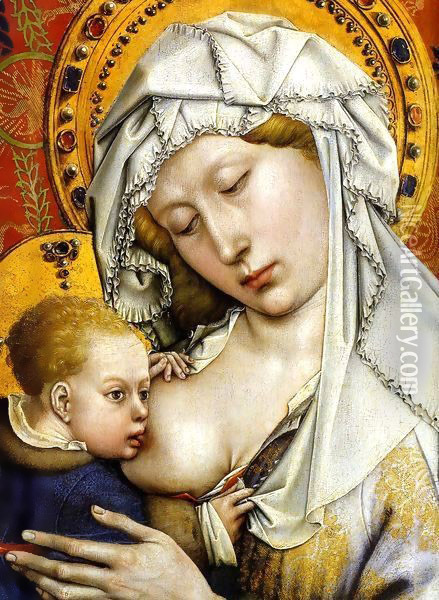 Madonna and Child, detail Oil Painting - Robert Campin