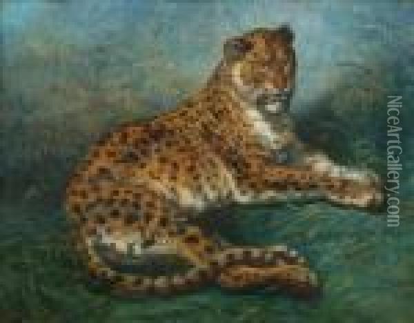 Leopard Apair Oil Painting - Ernest Henry Griset