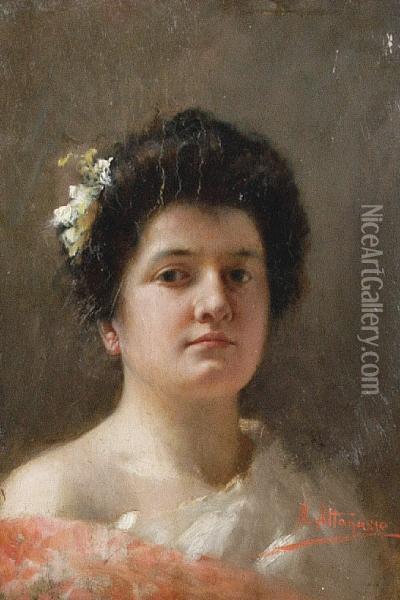 Portrait Of A Young Lady Oil Painting - Natale Attanasio