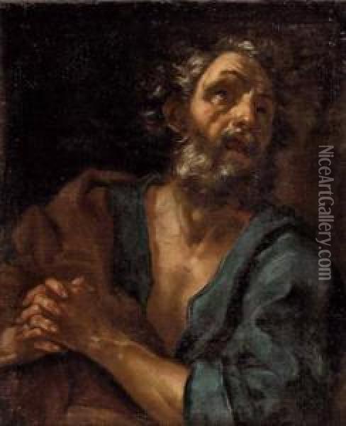 Der Reuige Hl. Petrus Oil Painting - Giovanni Battista Langetti
