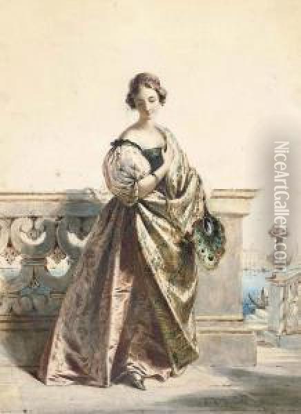 A Venetian Lady Oil Painting - Edmund Thomas Parris