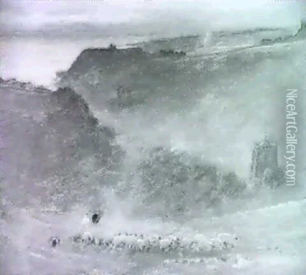 The Hills Over Hastings Oil Painting - Albert Goodwin