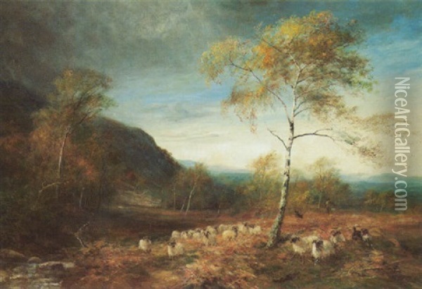 Rounding Up The Flock Oil Painting - John MacWhirter