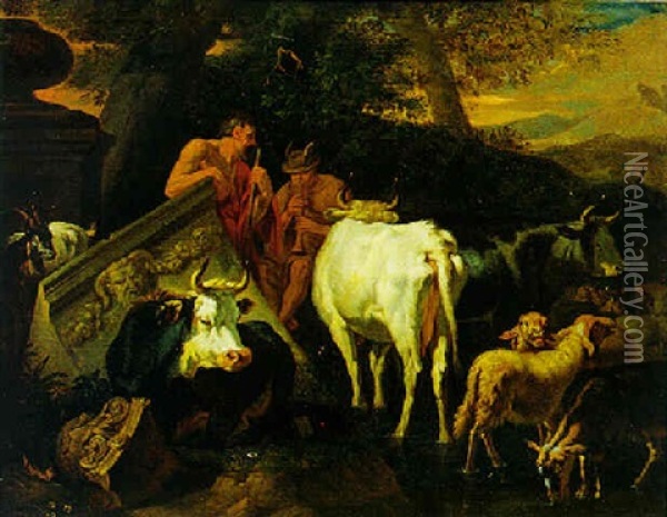 Argus Und Jo Oil Painting - Pieter van Bloemen