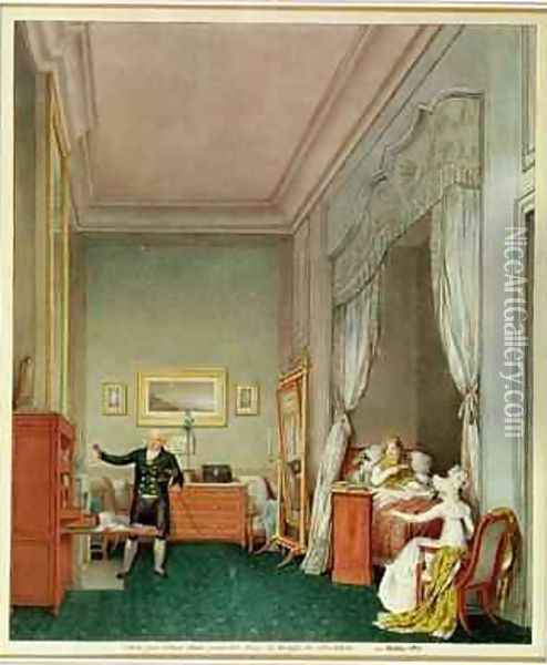 The Empresss Bedroom with the Duchesse de Montebello and Jean Nicolas Corvisart 1755-1821 Oil Painting - Marie-Louise de Hapsburg-Lorraine