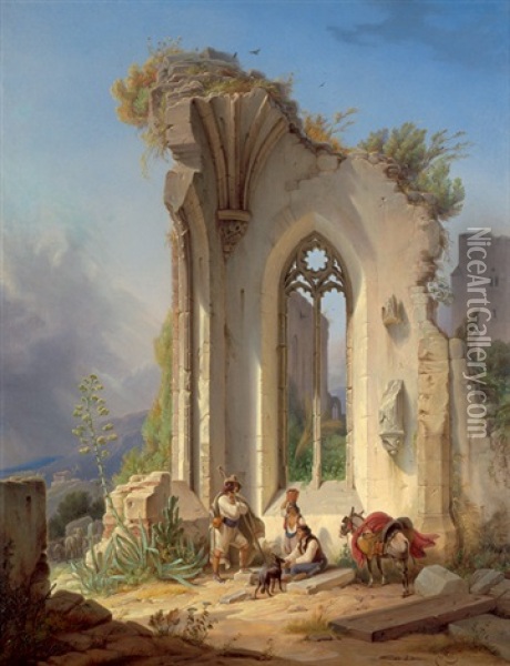 Klosterruine An Der Campagna Von Valencia Oil Painting - Wilhelm Gail