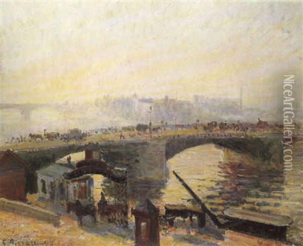 Brouillard, Matin, Rouen Oil Painting - Camille Pissarro
