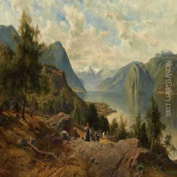 Norwegian Fiord Oil Painting - Edvard Bergh