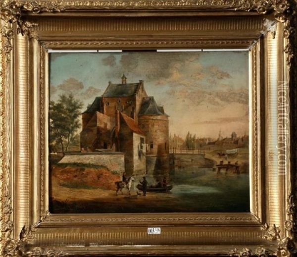 Porte De Ville Animee Oil Painting - Pieter Frans Poelman