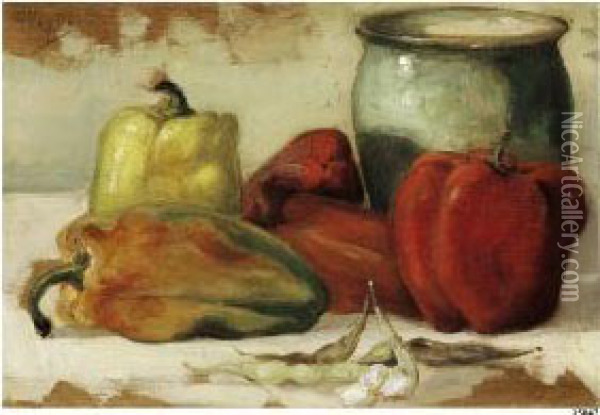 Natura Morta Con Peperoni Oil Painting - Giovanni Vayra