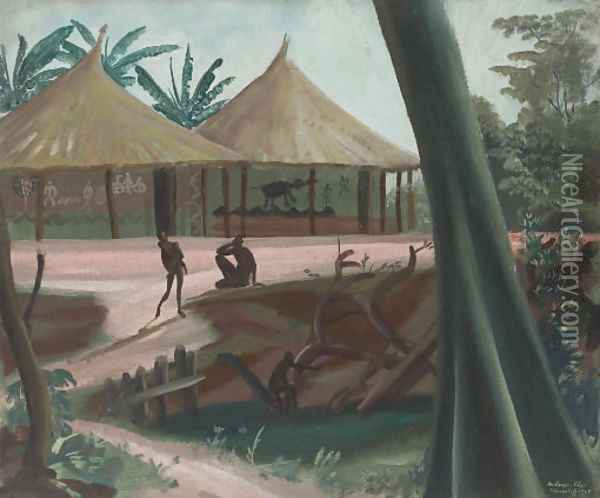 Etude de village d'Oubangui Chari Oil Painting - Aleksandr Evgen'evich Iakovlev