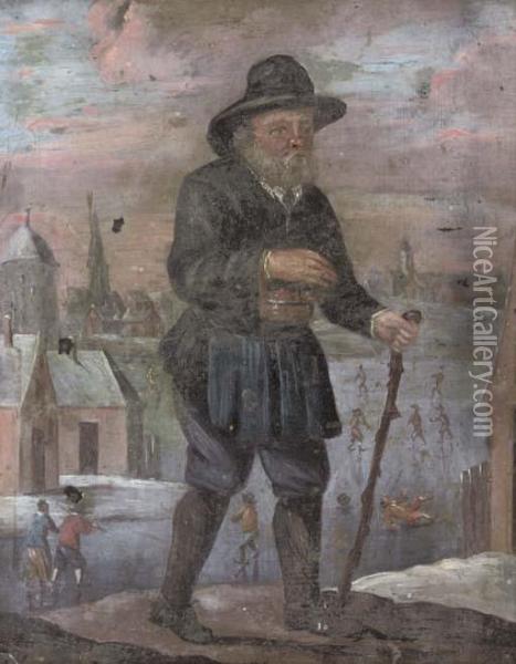 A Personification Of Winter Oil Painting - David The Younger Teniers