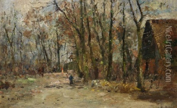 Alte Wedeler Dorfstrase Oil Painting - Rudolf Hoeckner