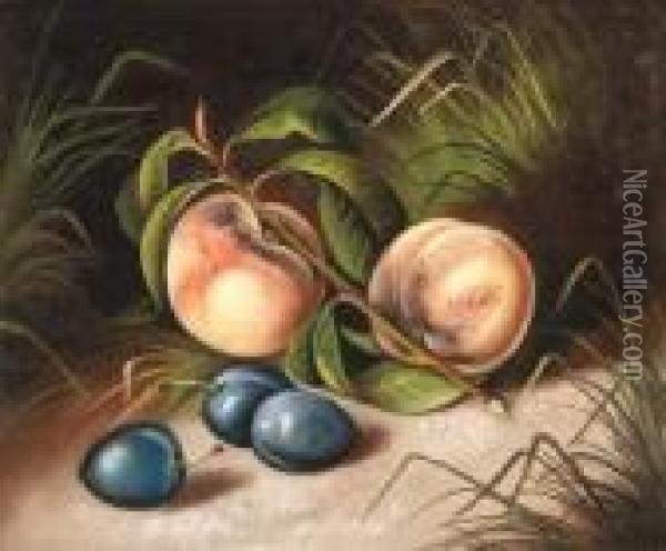 Peaches And Plums
Signed 'mrs S C Waters' (lower Left) Oil Painting - Susan C. Waters