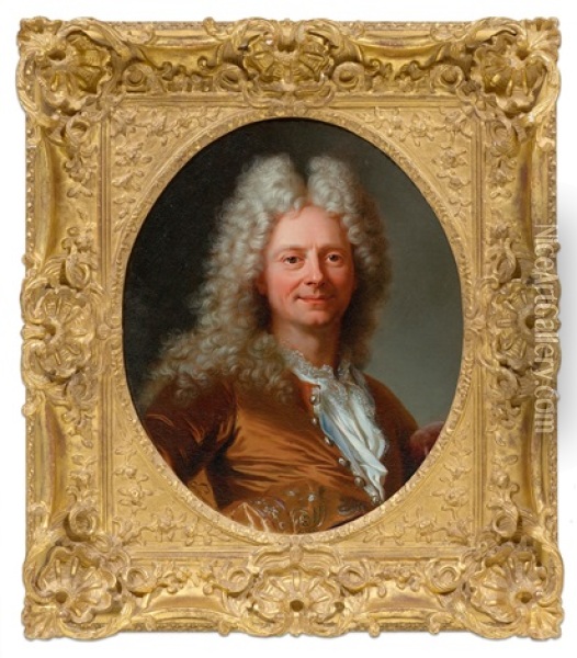 Portrait Of A Nobleman With Wig Oil Painting - Hyacinthe Rigaud