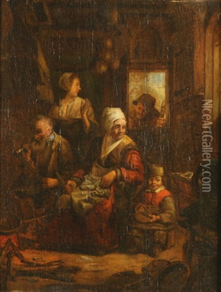 Genre Scene Oil Painting - Christian Wilhelm Ernst Dietrich
