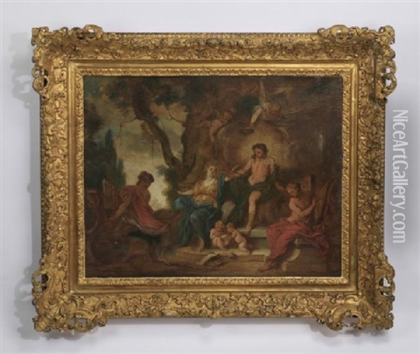 Apollo And The Muses Oil Painting - Nicolas Bertin