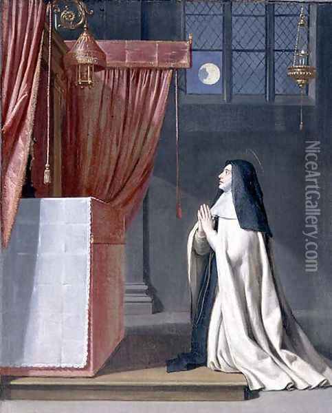 The Vision of St. Juliana (1191-1258) of Mont Cornillon Oil Painting - Philippe de Champaigne