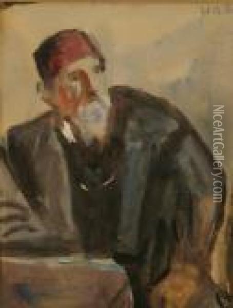 Man In A Fez Oil Painting - Hercules Brabazon Brabazon