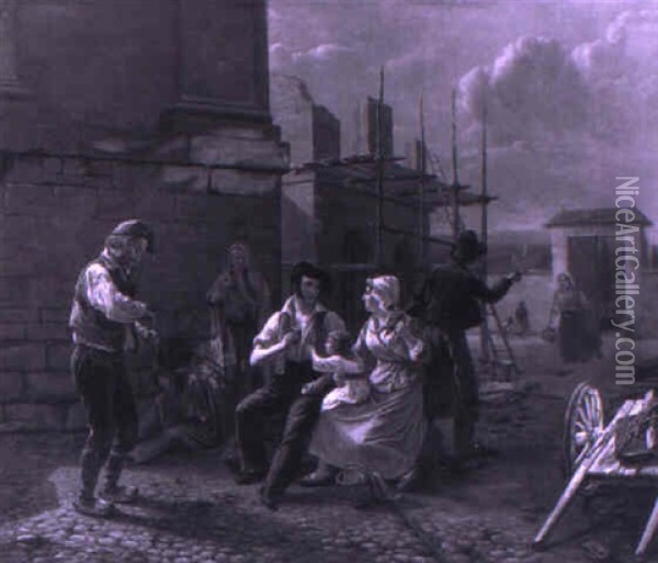 The Worker's Lunchbreak Oil Painting - Jean Henri de Coene